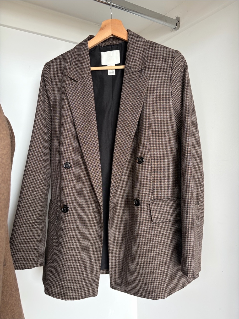 Brown Houndstooth Double-Breasted Women’s  Blazer